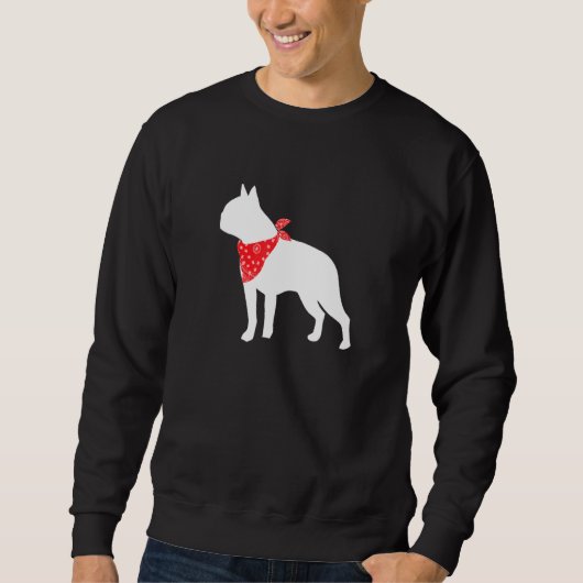 Boston Terrier Dog Wearing Red Bandana Sweatshirt (Vorderseite)