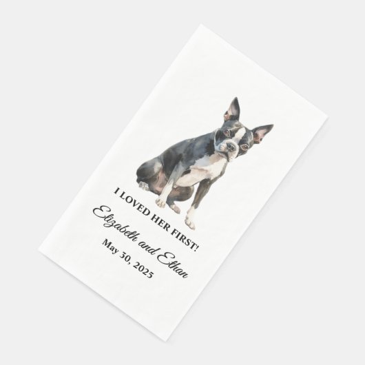 Boston Terrier Dog Wedding Dinner Serviette (Ecke)