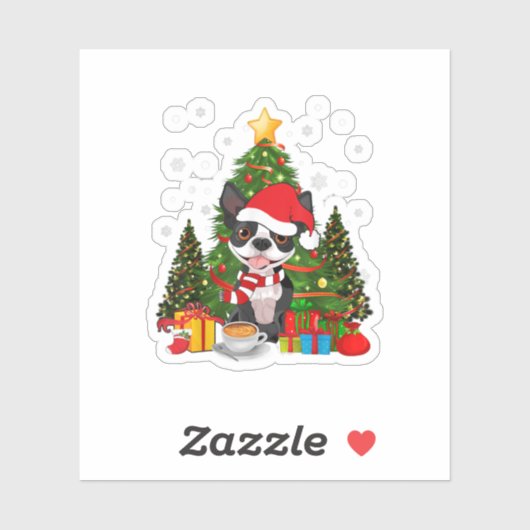 Boston Terrier Dog Weihnachten ist Geschenk Kaffee Aufkleber (Blatt)