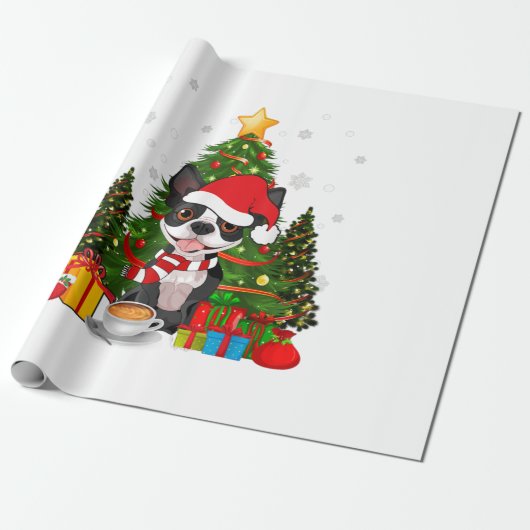 Boston Terrier Dog Weihnachten ist Geschenk Kaffee Geschenkpapier (Ungerollt)