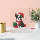 Boston Terrier Dog Weihnachtsfeiertage Weihnachten Acrylschild (Hochzeit)
