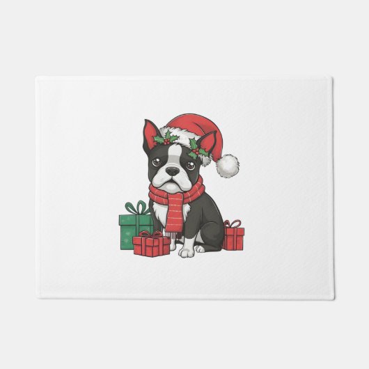Boston Terrier Dog Weihnachtsfeiertage Weihnachten Fußmatte (Vorderseite)