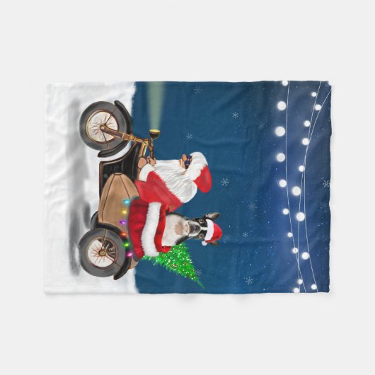 Boston Terrier Dog Weihnachtsmann Fleecedecke (Vorderseite (Horizontal))