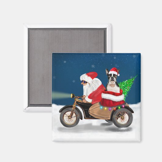 Boston Terrier Dog Weihnachtsmann Magnet (Vorderseite/Rückseite)