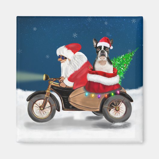 Boston Terrier Dog Weihnachtsmann Magnet (Vorne)