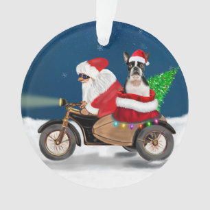 Boston Terrier Dog Weihnachtsmann Ornament