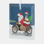 Boston Terrier Dog Weihnachtsmann Ornament Aus Glas (Vorderseite links)