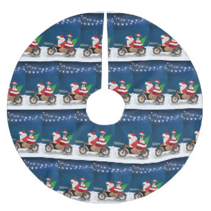 Boston Terrier Dog Weihnachtsmann Polyester Weihnachtsbaumdecke