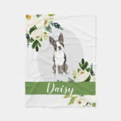 Boston Terrier Dog weiß personalisierte Wasserfarb Fleecedecke (Vorderseite)