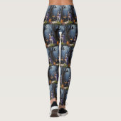 Boston Terrier Dog Whimsical Halloween Malerei Leggings (Rückseite)
