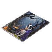 Boston Terrier Dog Whimsical Halloween Malerei Notizblock (Linke Seite)