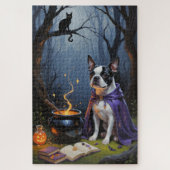 Boston Terrier Dog Whimsical Halloween Malerei Puzzle (Vertikal)