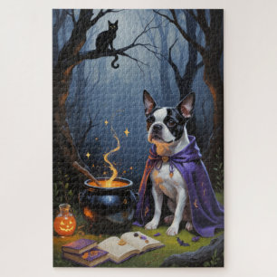 Boston Terrier Dog Whimsical Halloween Malerei Puzzle