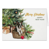 Boston Terrier Dog Wicker Basket Weihnachtsbaum (Vorderseite (Horizontal))