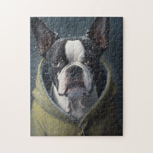 BOSTON TERRIER Dog Winter Puzzle (Vertikal)