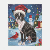 Boston Terrier Dog Winter Wonderland Weihnachtsfre Fleecedecke (Vorderseite)