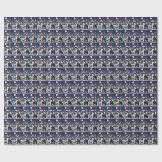 Boston Terrier Dog Winter Wonderland Weihnachtsfre Geschenkpapier (Flach)