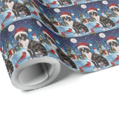 Boston Terrier Dog Winter Wonderland Weihnachtsfre Geschenkpapier (Rolleneckpunkt)
