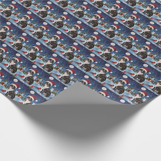 Boston Terrier Dog Winter Wonderland Weihnachtsfre Geschenkpapier (Ecke)