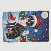 Boston Terrier Dog Winter Wonderland Weihnachtsfre Golfhandtuch (Horizontal)