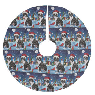 Boston Terrier Dog Winter Wonderland Weihnachtsfre Polyester Weihnachtsbaumdecke