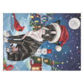 Boston Terrier Dog Winter Wonderland Weihnachtsfre Tischdecke (Vorderseite (Horizontal))