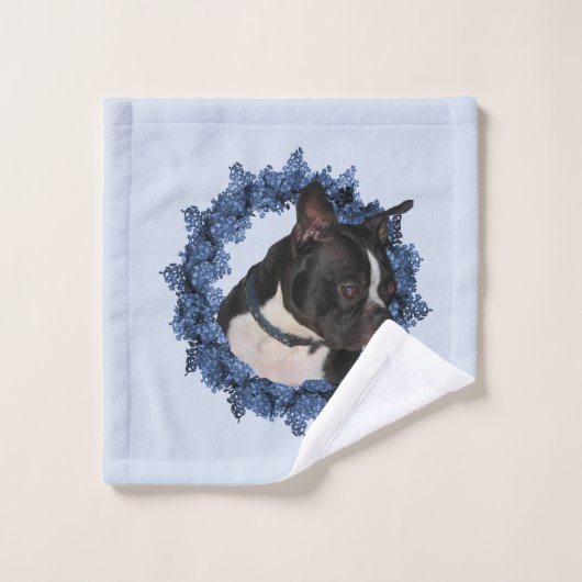 Boston Terrier Dog Wreath Badhandtuch Set (Waschlappen)