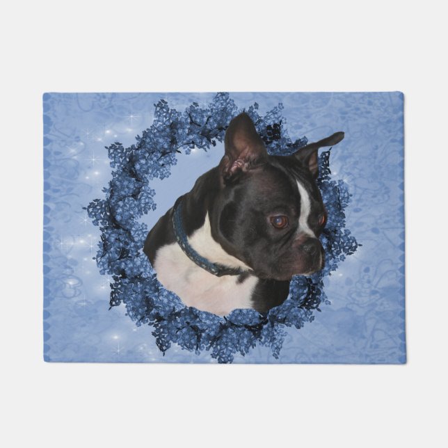 Boston Terrier Dog Wreath Fußmatte (Vorderseite)