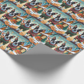 Boston Terrier Dogs Christmas Snow Holiday Geschenkpapier (Ecke)