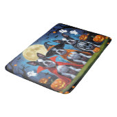 Boston Terrier Dogs Pumpkin Halloween Funny Badematte (Schrägansicht)