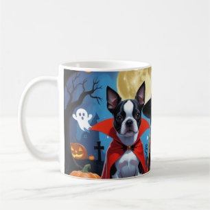 Boston Terrier Dogs Pumpkin Halloween Funny Kaffeetasse