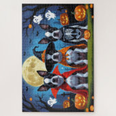 Boston Terrier Dogs Pumpkin Halloween Funny Puzzle (Vertikal)