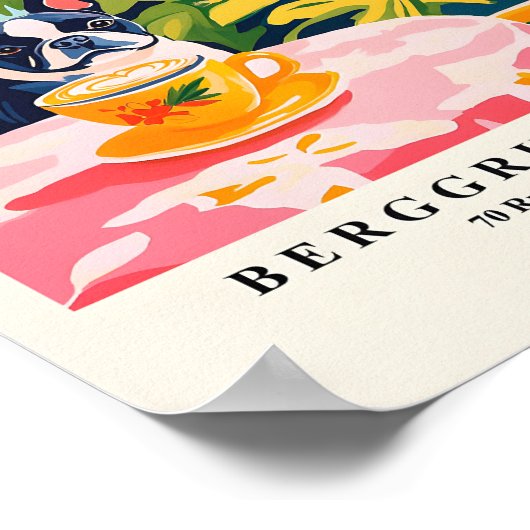 Boston Terrier Drink Kaffee, Funny Dog Wall Art Poster (Ecke)