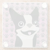 Boston Terrier, Dusty Pink Glasuntersetzer (Rückseite)