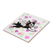 Boston-Terrier-Engels-Cartoon-Herzen Fliese (Seite)