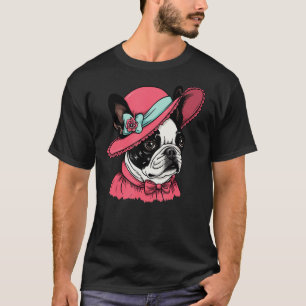 Boston Terrier English Lady Funny Dog Viktorianisc T-Shirt