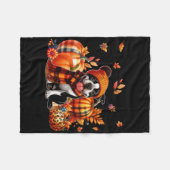 Boston Terrier Erntedank Leopard Pumpkins Fall Fleecedecke (Vorderseite (Horizontal))