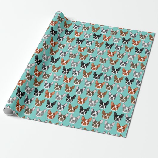 Boston Terrier Facebook Wrapping Paper - niedliche Geschenkpapier (Ungerollt)