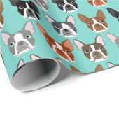 Boston Terrier Facebook Wrapping Paper - niedliche Geschenkpapier (Rolleneckpunkt)