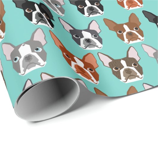 Boston Terrier Facebook Wrapping Paper - niedliche Geschenkpapier (Rolleneckpunkt)