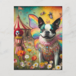 Boston Terrier Fairy Circus Clown Postkarte