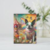 Boston Terrier Fairy Circus Clown Postkarte (Stehend Vorderseite)