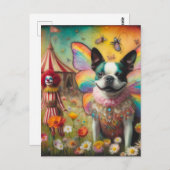 Boston Terrier Fairy Circus Clown Postkarte (Vorne/Hinten)