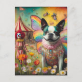 Boston Terrier Fairy Circus Clown Postkarte (Vorderseite)