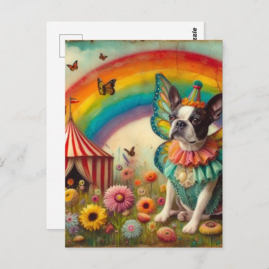 Boston Terrier Fairy Circus Postkarte (Vorne/Hinten)