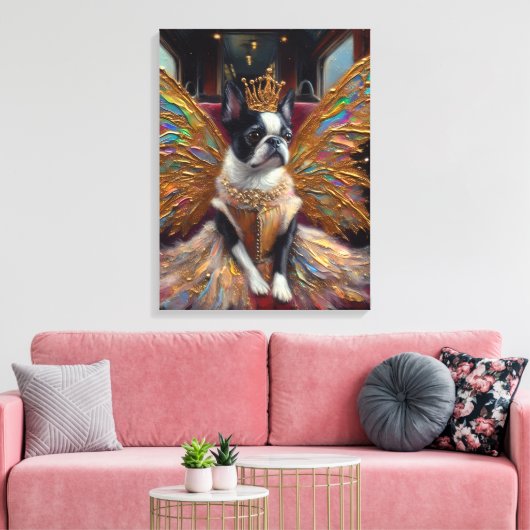 Boston Terrier Fairy Leinwanddruck (Insitu (Wohnzimmer))