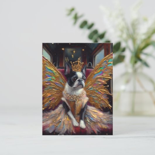 Boston Terrier Fairy Postkarte (Stehend Vorderseite)