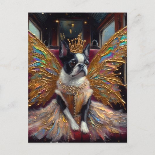 Boston Terrier Fairy Postkarte (Vorderseite)