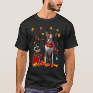 Boston Terrier Fall Chocolate Hot Dog Herbst T-Shirt