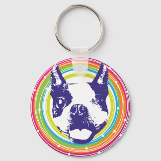 Boston Terrier - farbenfrohe Kreise Schlüsselanhänger